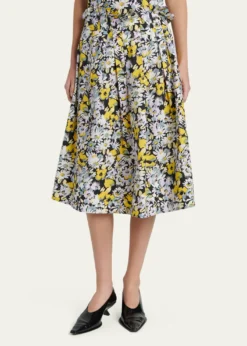 MarniFloral Cotton Midi Skirt