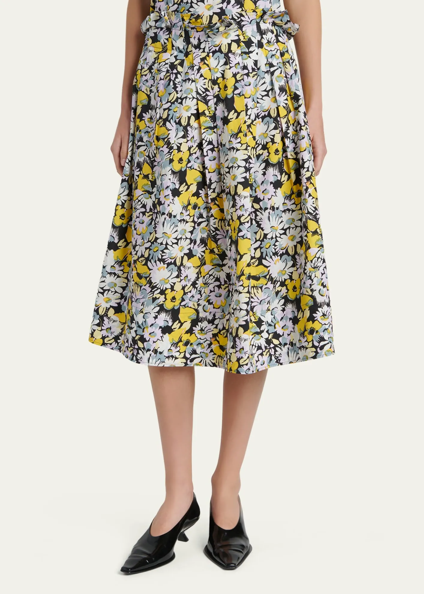 MarniFloral Cotton Midi Skirt