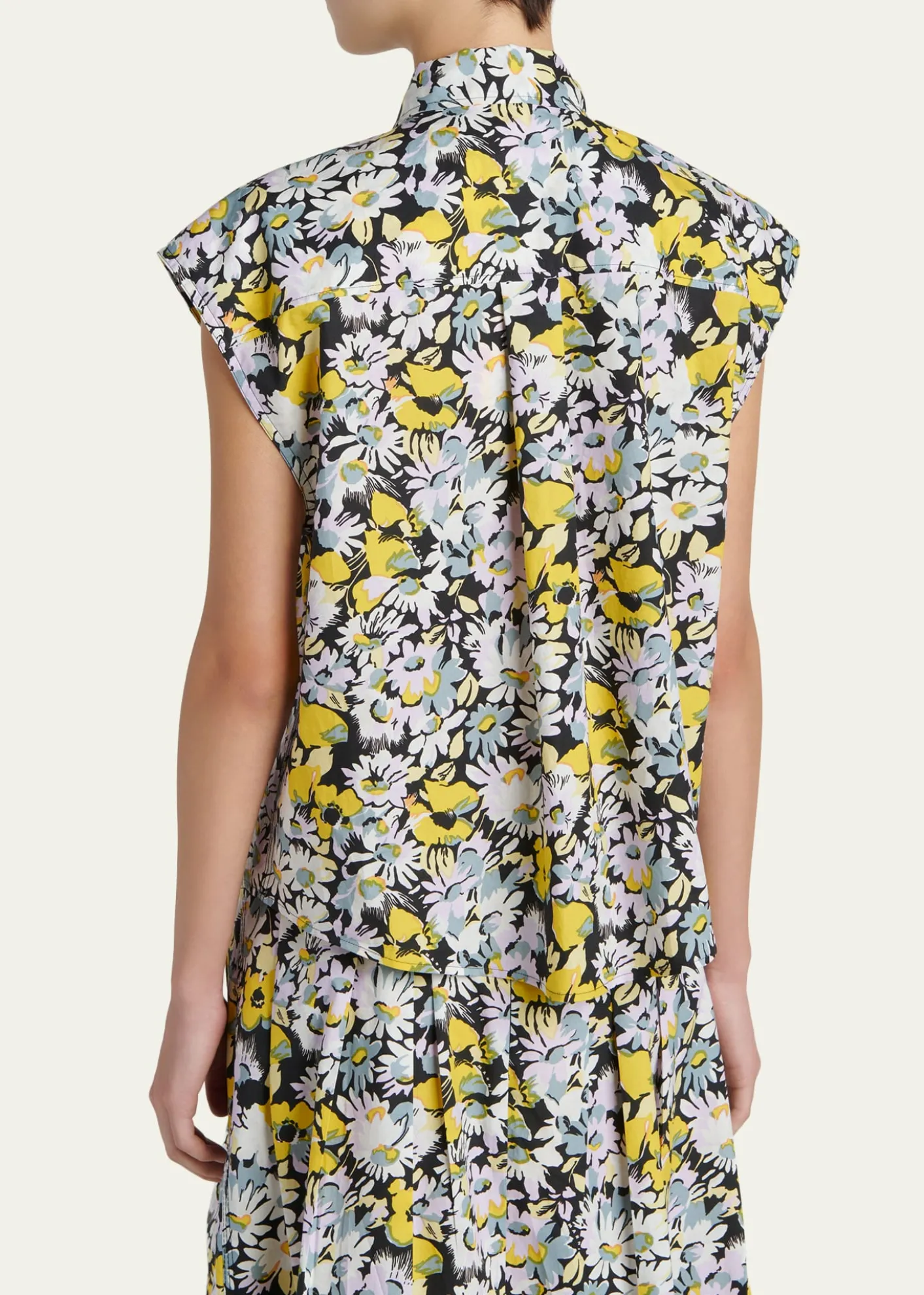MarniFloral Tie-Neck Blouse