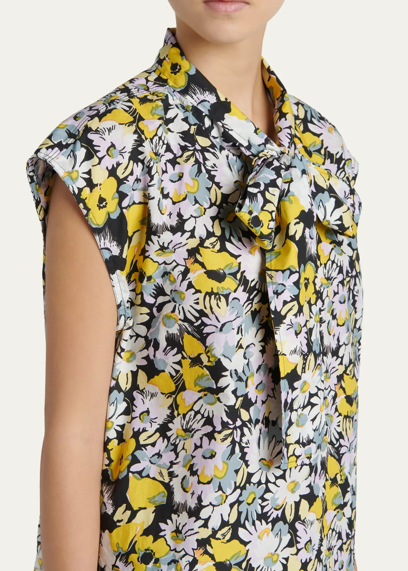 MarniFloral Tie-Neck Blouse