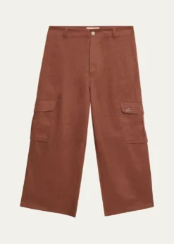 MarniMen's Linen Wide-Leg Cargo Pants