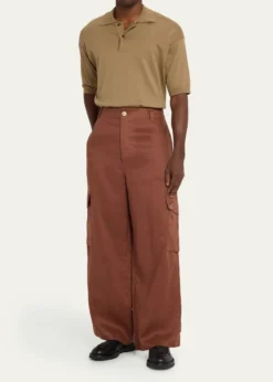 MarniMen's Linen Wide-Leg Cargo Pants