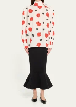MarniRose-Print Scarf Oversized Balloon Top