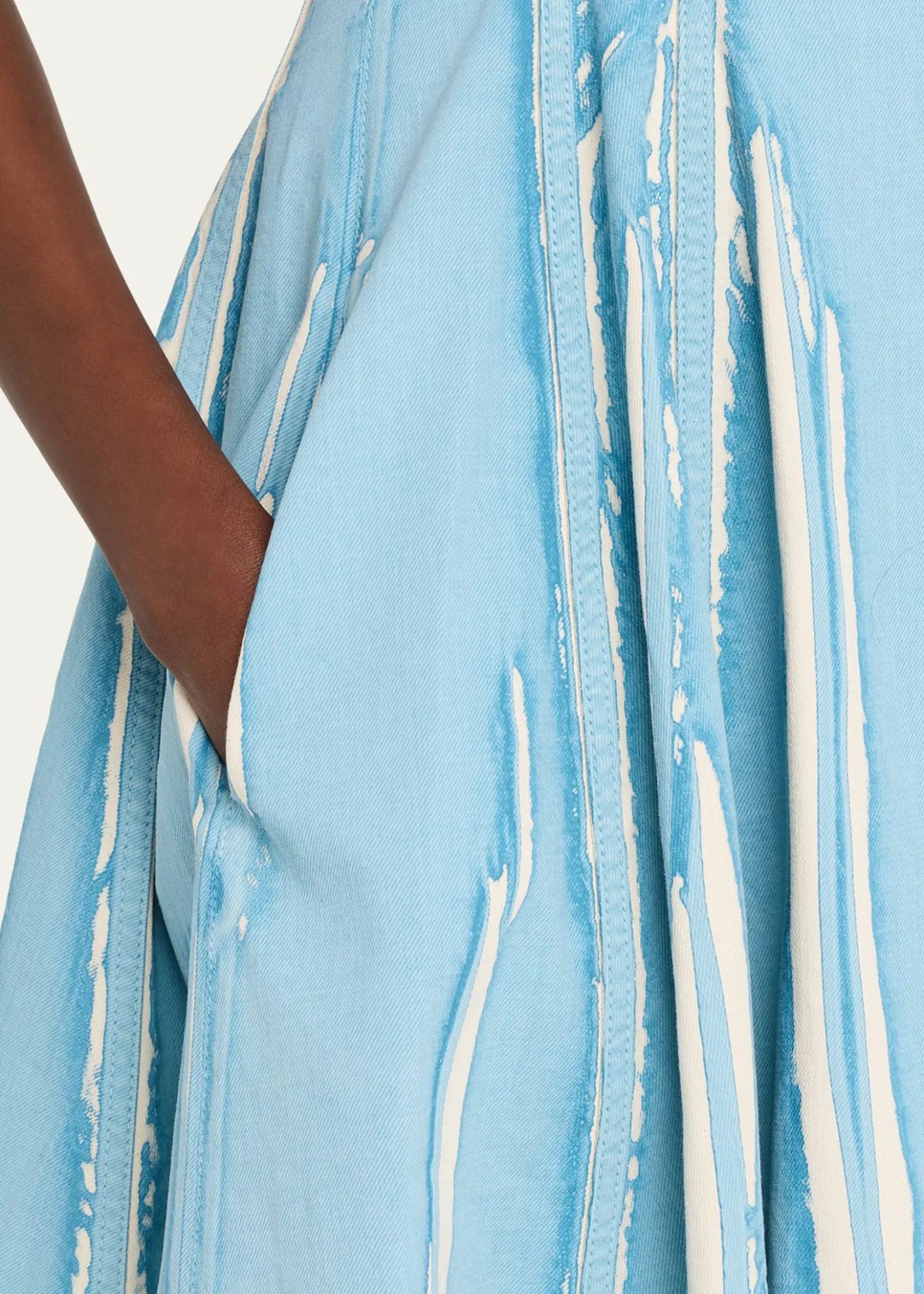 MarniScreen-Printed Denim Sleeveless Midi Dress
