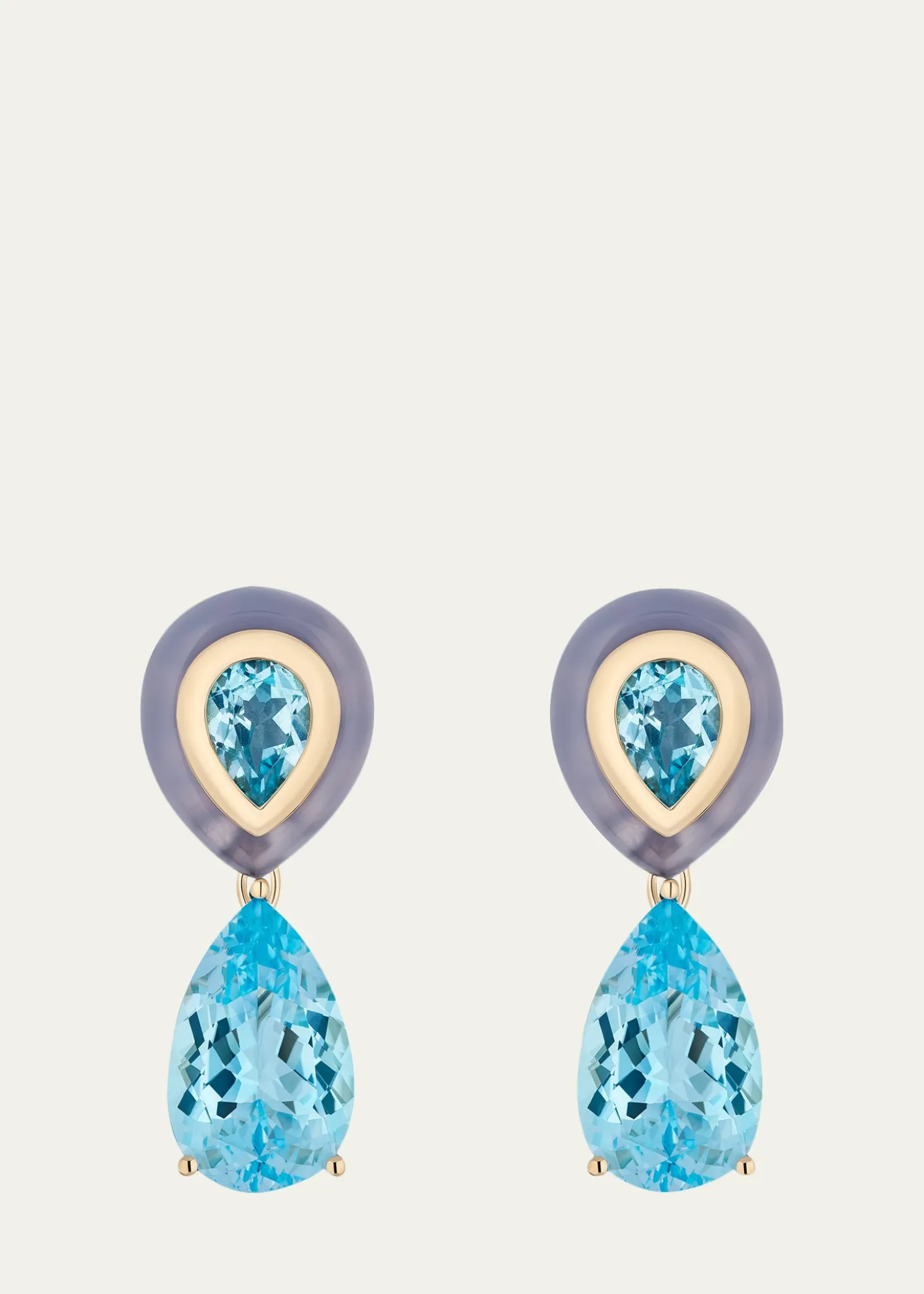 Mason and Books14K Adela Detachable Drop Earrings with Topaz and Chalcedony
