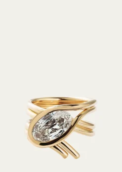 Mason and Books14K Drapped Lasso Ring with Diamond, Size 7.5