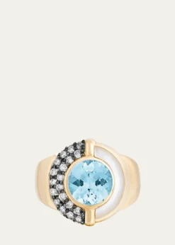 Mason and Books14K Sugar and Spice Ring with Topaz, Diamonds and Mother-of-Pearl