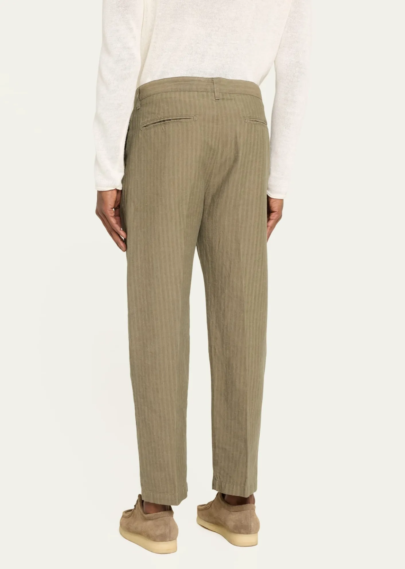 Massimo AlbaMen's Cotton-Linen Chevron Double-Pleated Trousers