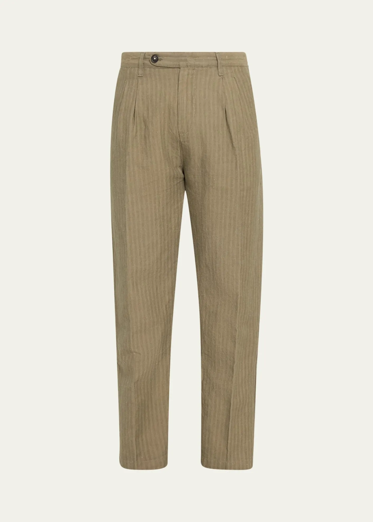 Massimo AlbaMen's Cotton-Linen Chevron Double-Pleated Trousers