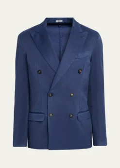 Massimo AlbaMen's Wool Micro-Chevron Double-Breasted Blazer