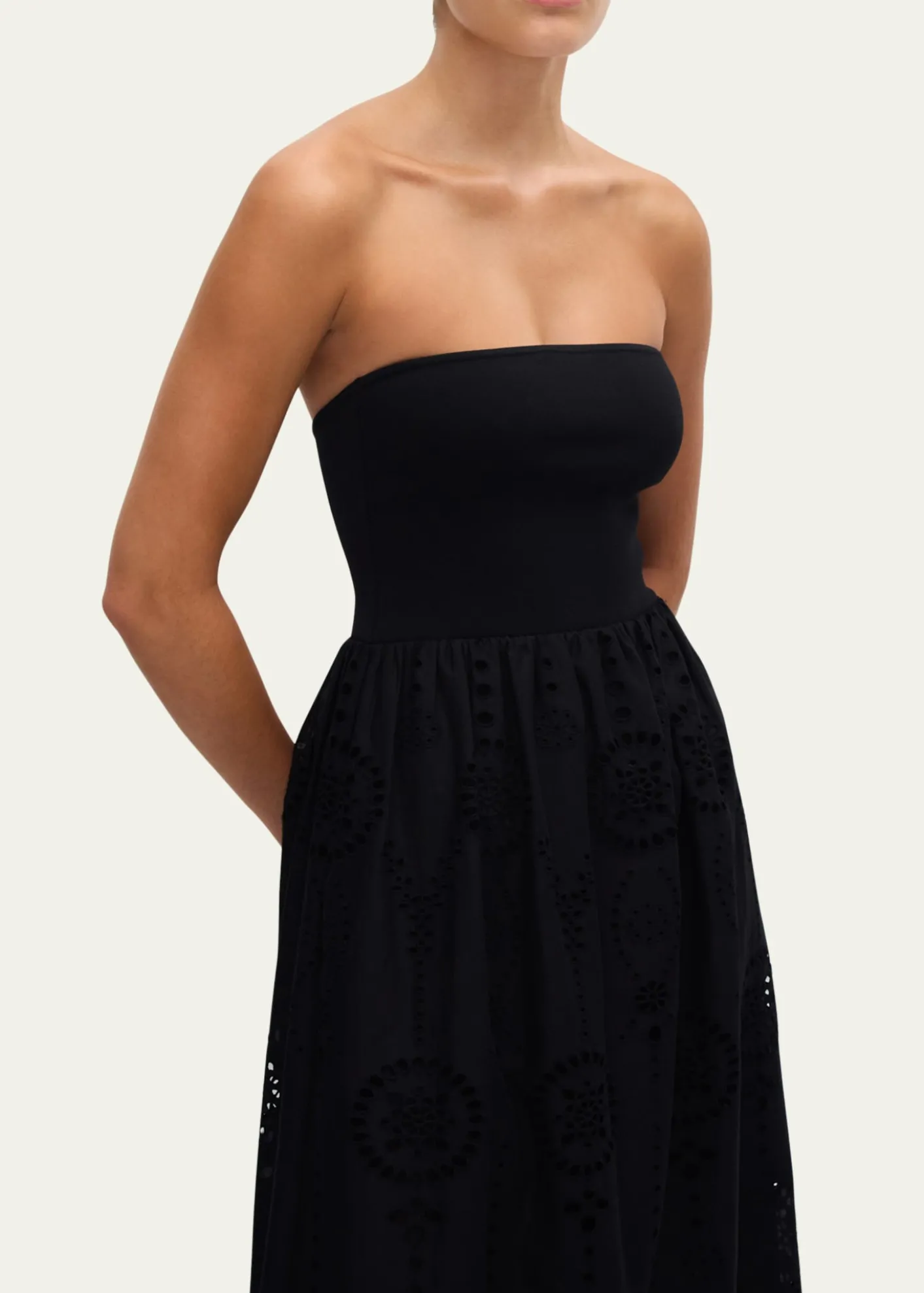 MatteauStrapless Knit Broderie Dress