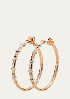 Mattia Cielo18K Rose Gold Diamond Tubogas Hoop Earrings