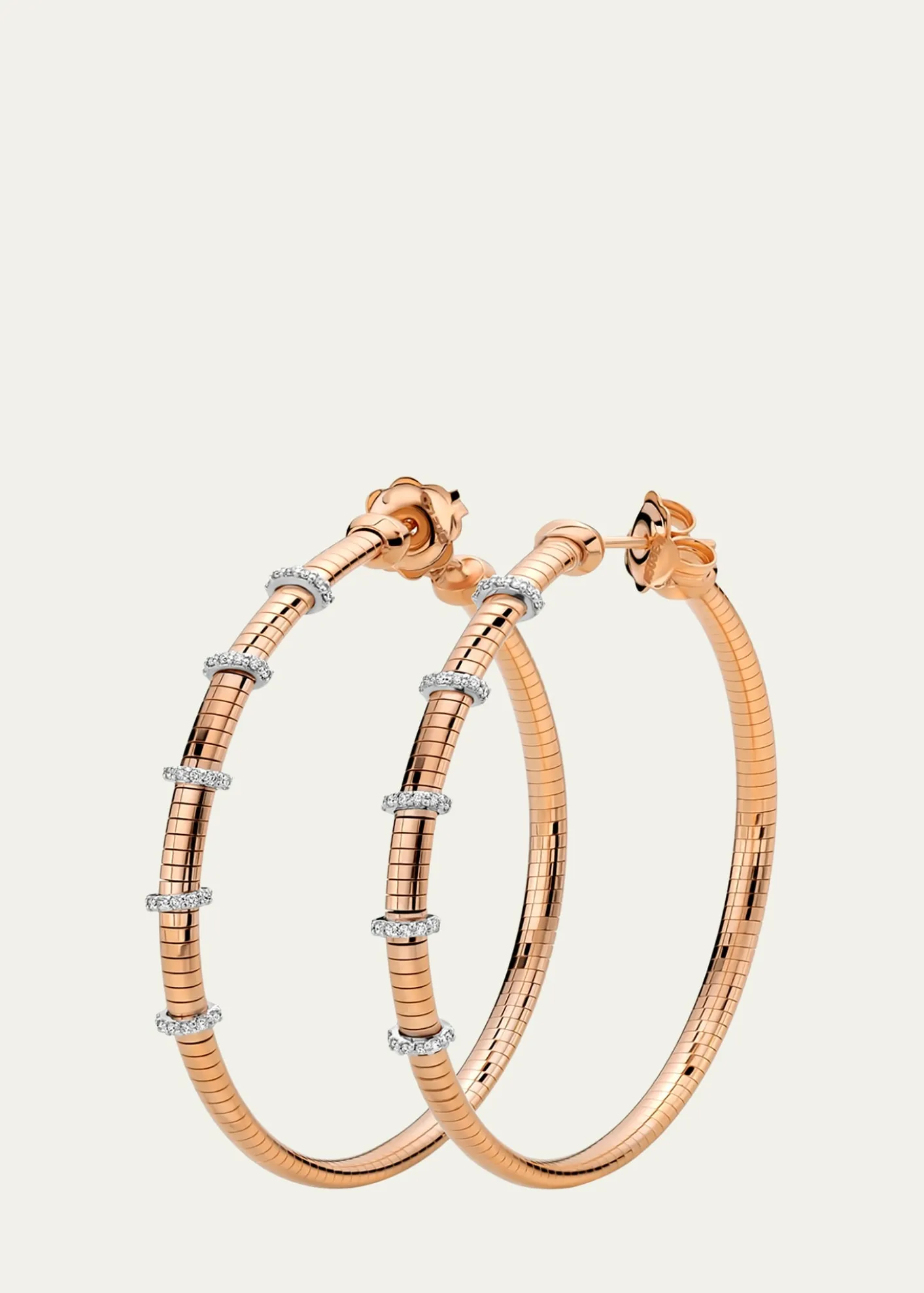 Mattia Cielo18K Rose Gold Diamond Tubogas Hoop Earrings