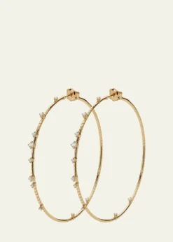 Mattia Cielo18K Yellow Gold Diamond Hoop Earrings, 6cm
