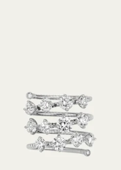 Mattia Cielo18K White Gold Diamond 3 Row Wrap Ring