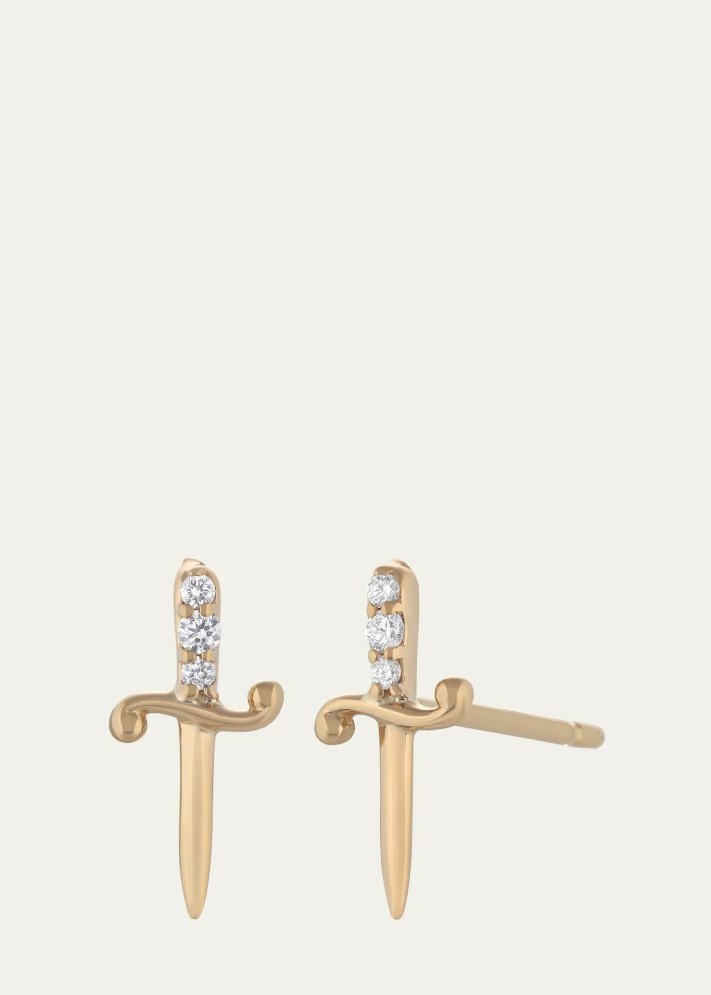 Maura Green Jewelry14K Yellow Gold Dagger Stud Earrings with Diamonds