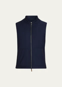 Maurizio BaldassariMen's Summer Full-Zip Vest with Knit Sides