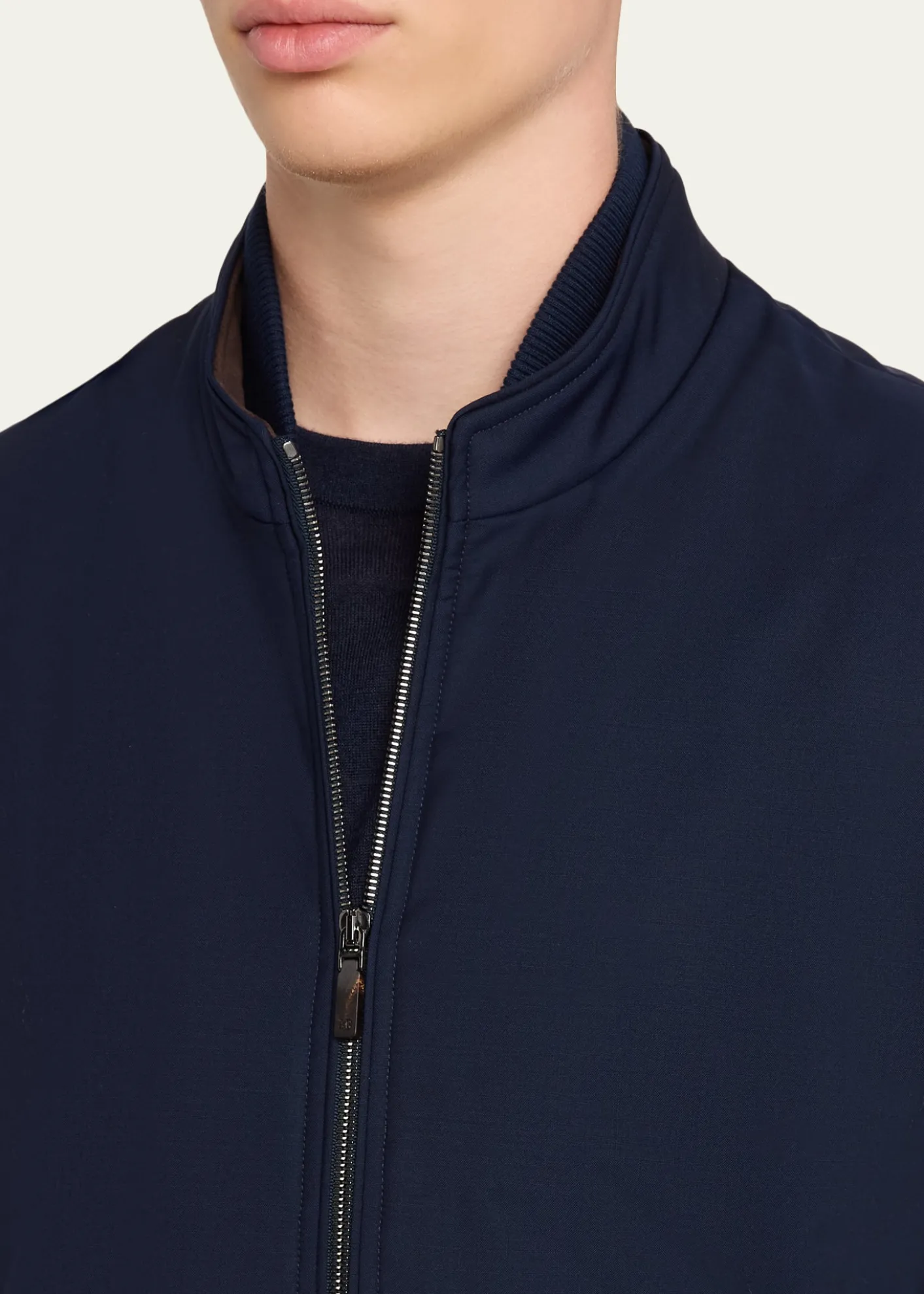 Maurizio BaldassariMen's Summer Full-Zip Vest with Knit Sides