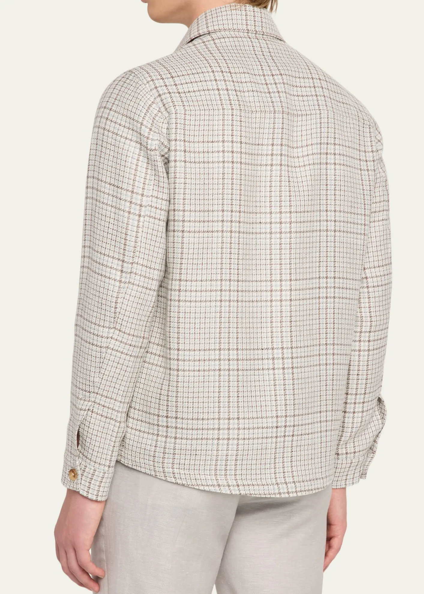 Maurizio BaldassariMen's Linen, Silk and Wool Overshirt with Pockets