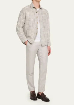 Maurizio BaldassariMen's Linen, Silk and Wool Overshirt with Pockets