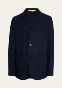 Maurizio BaldassariMen's Wool and Nylon Notch-Lapel Car Coat