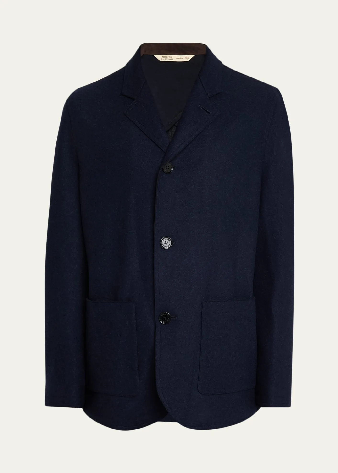 Maurizio BaldassariMen's Wool and Nylon Notch-Lapel Car Coat