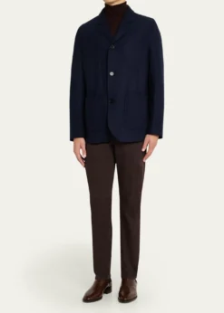 Maurizio BaldassariMen's Wool and Nylon Notch-Lapel Car Coat