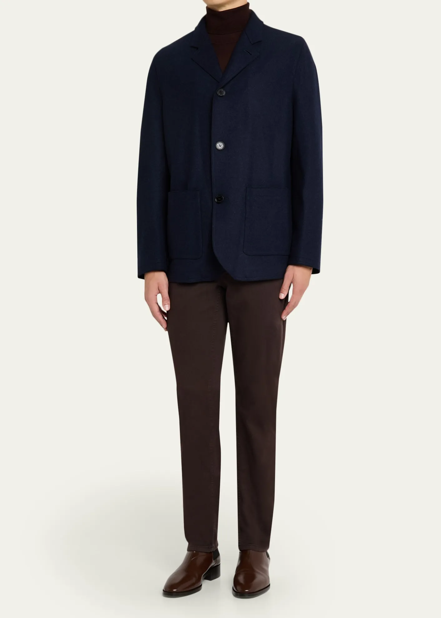 Maurizio BaldassariMen's Wool and Nylon Notch-Lapel Car Coat