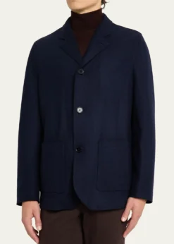 Maurizio BaldassariMen's Wool and Nylon Notch-Lapel Car Coat