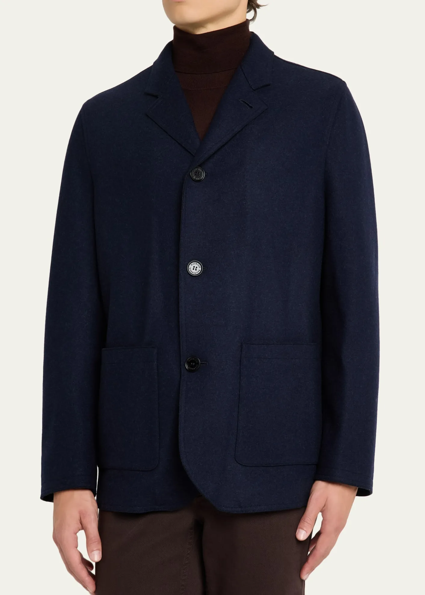 Maurizio BaldassariMen's Wool and Nylon Notch-Lapel Car Coat