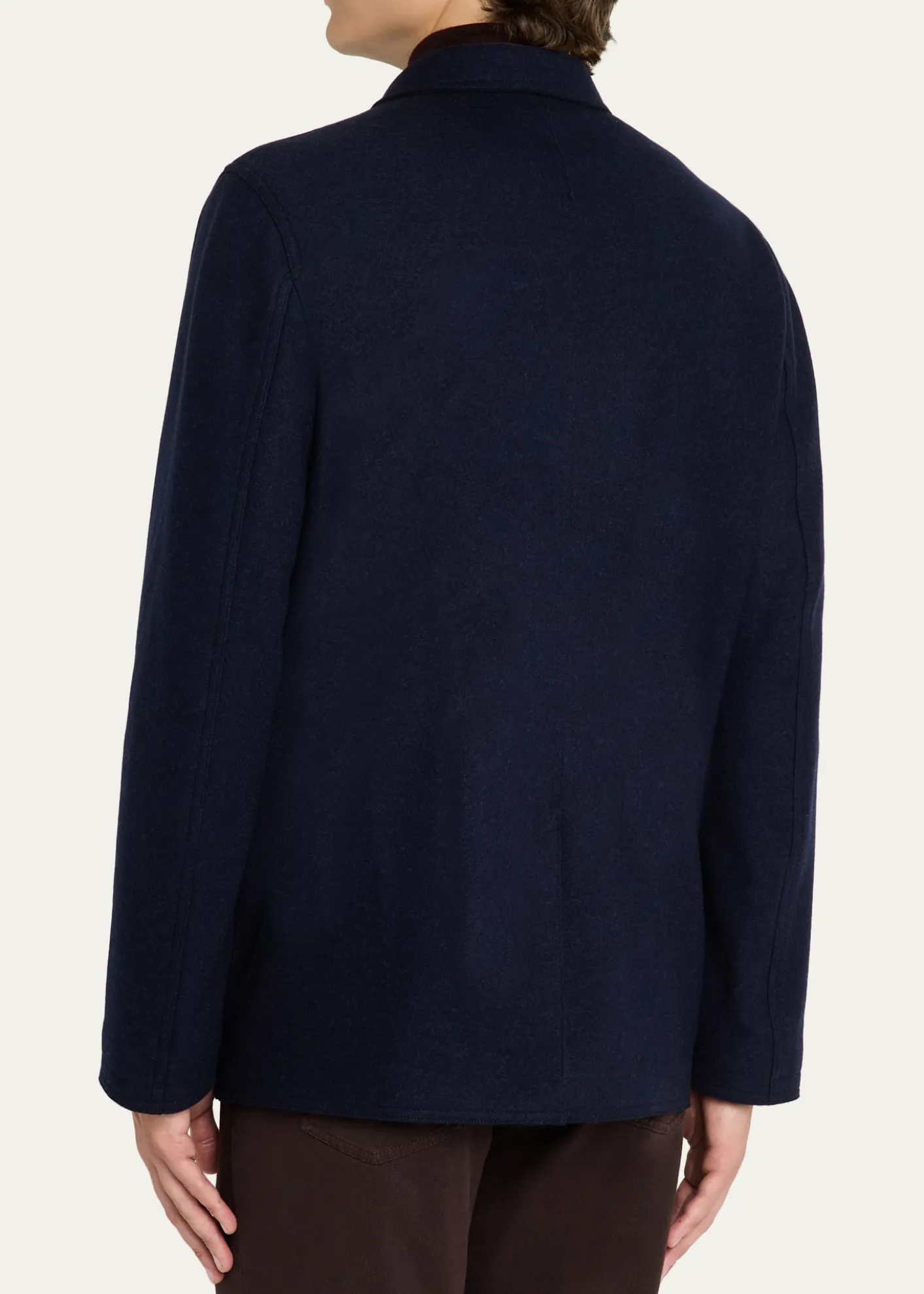 Maurizio BaldassariMen's Wool and Nylon Notch-Lapel Car Coat