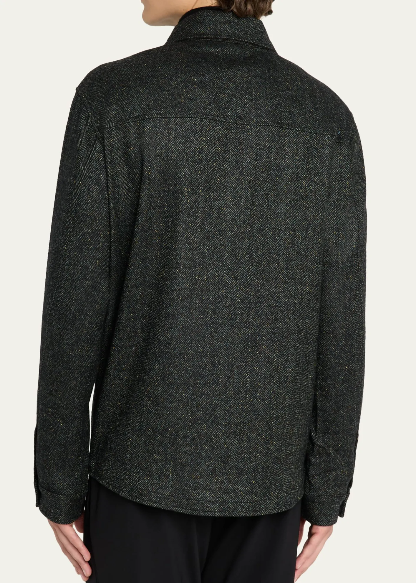 Maurizio BaldassariMen's Wool Silk-Blend Herringbone Overshirt