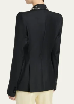 McQueenBeaded Lapel Single-Breasted Jacket
