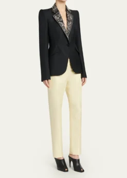 McQueenBeaded Lapel Single-Breasted Jacket