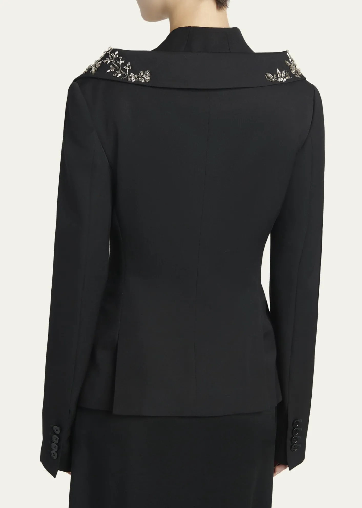 McQueenBeaded Off-The-Shoulder Single-Breasted Jacket