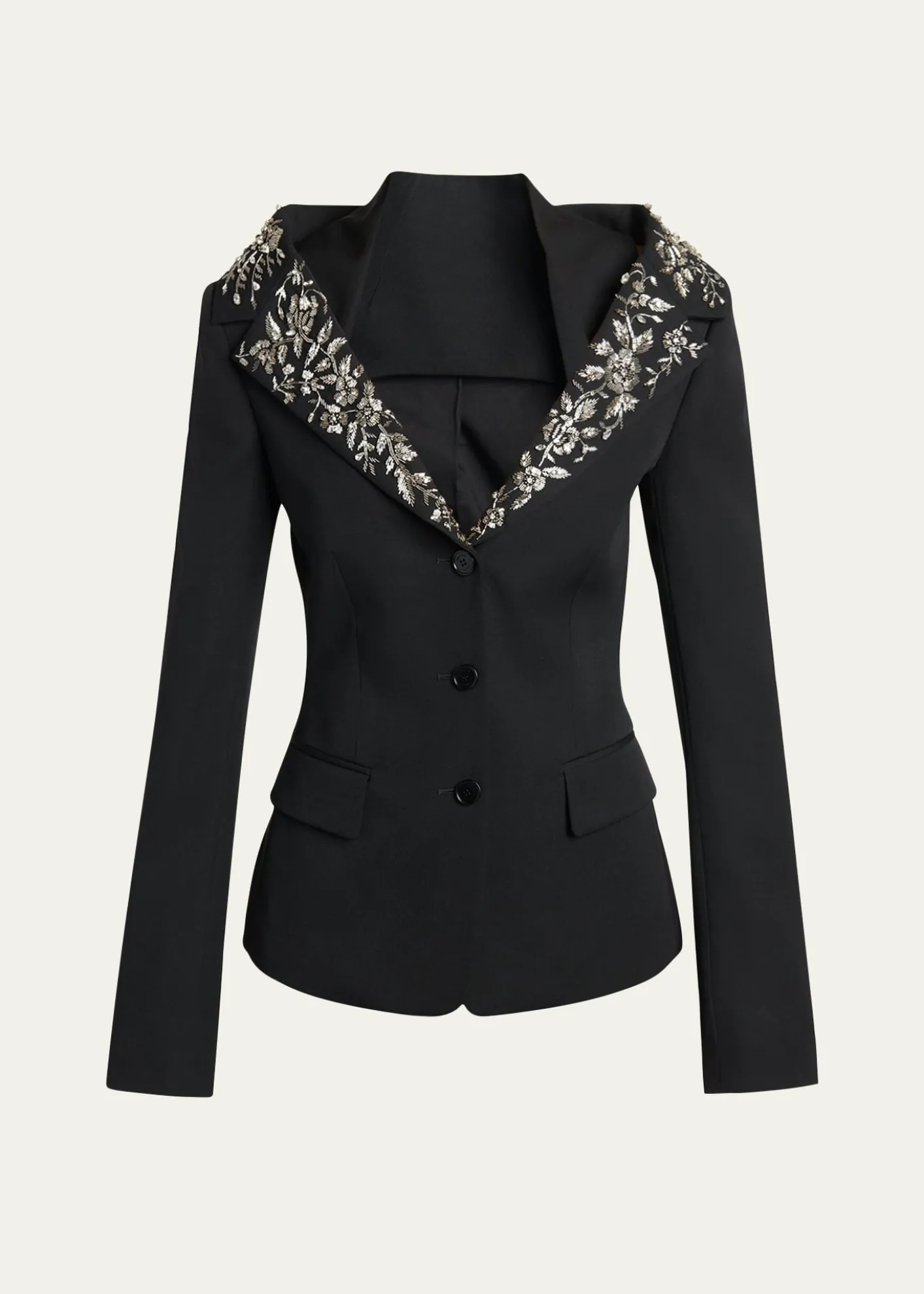 McQueenBeaded Off-The-Shoulder Single-Breasted Jacket