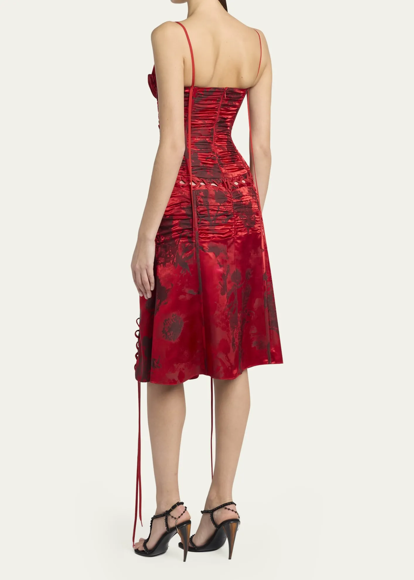 McQueenCertified Fluid Viscose Floral Jacquard Corset Dress