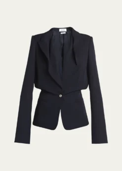McQueenCertified Wool Folded Lapel Single-Breasted Jacket
