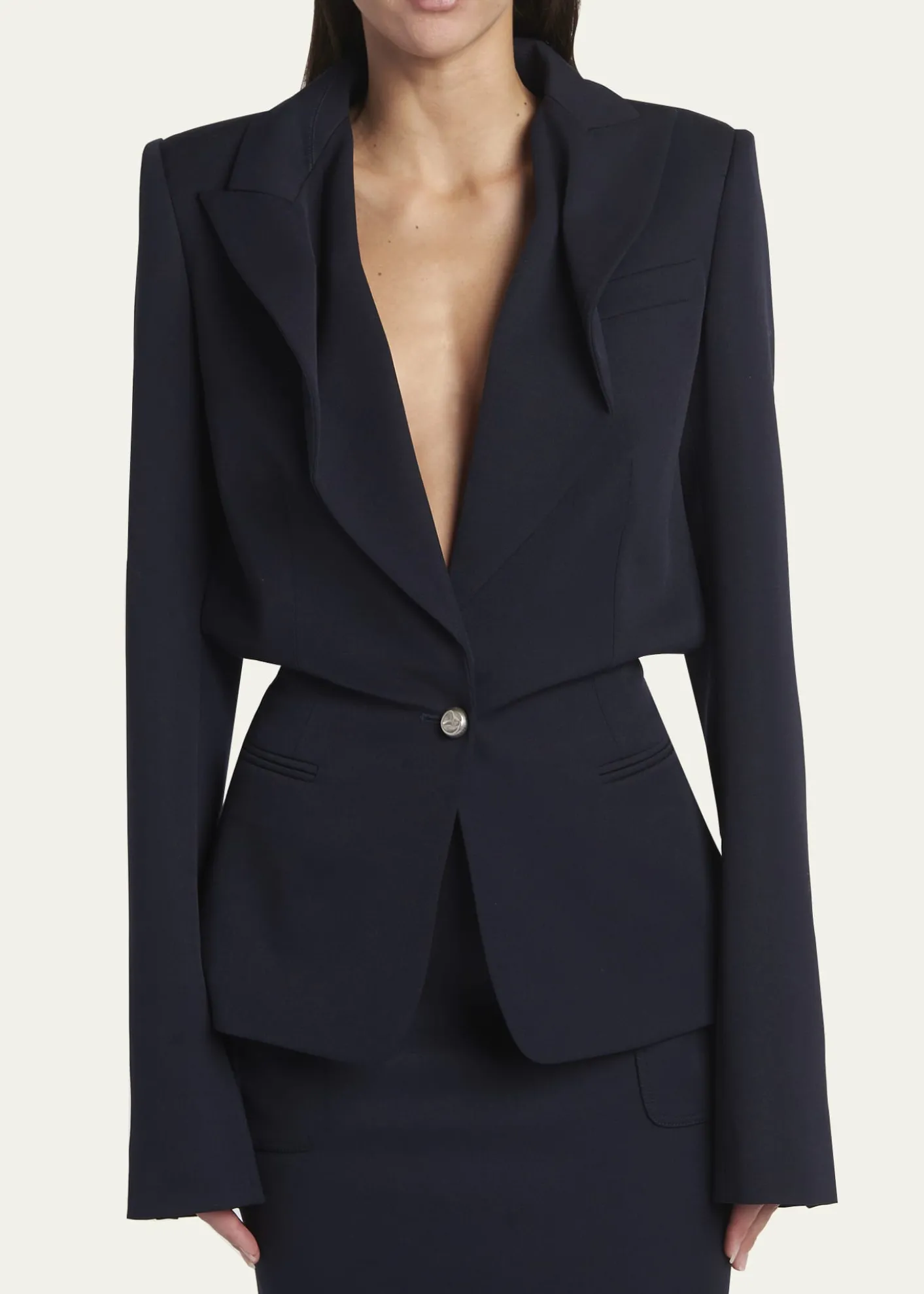 McQueenCertified Wool Folded Lapel Single-Breasted Jacket