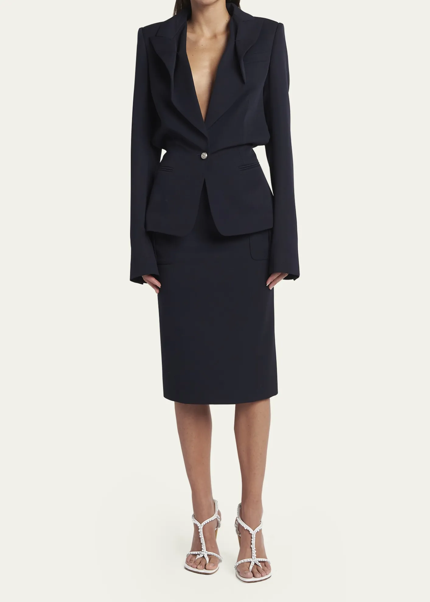 McQueenCertified Wool Folded Lapel Single-Breasted Jacket