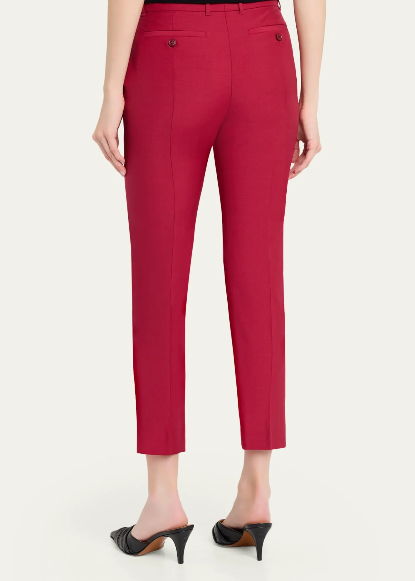 McQueenCertified Wool Mohair Slim-Leg Ankle Trousers