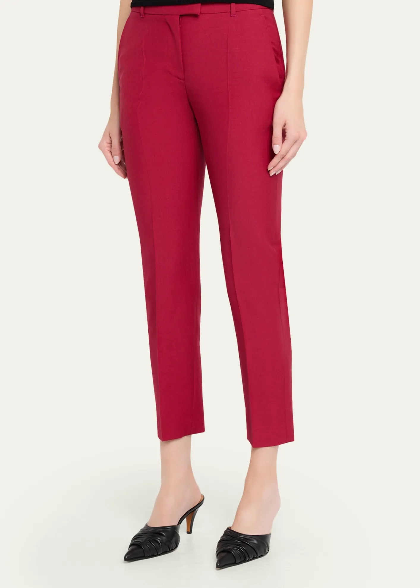 McQueenCertified Wool Mohair Slim-Leg Ankle Trousers