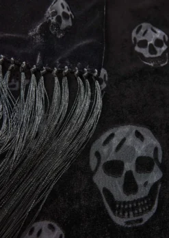 McQueenClassic Skull Velvet Fringe Scarf