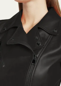 McQueenCropped Leather Biker Jacket