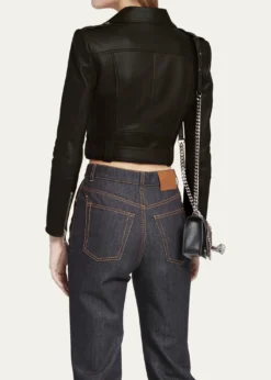 McQueenCropped Leather Biker Jacket