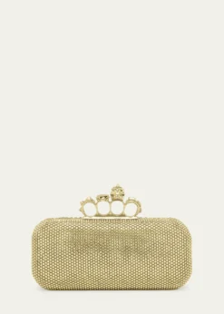McQueenCrystal Leather Long Knuckle Clutch Bag