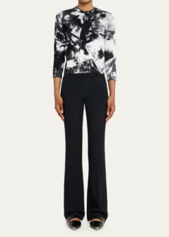 McQueenFloral Jacquard Crewneck Cardigan