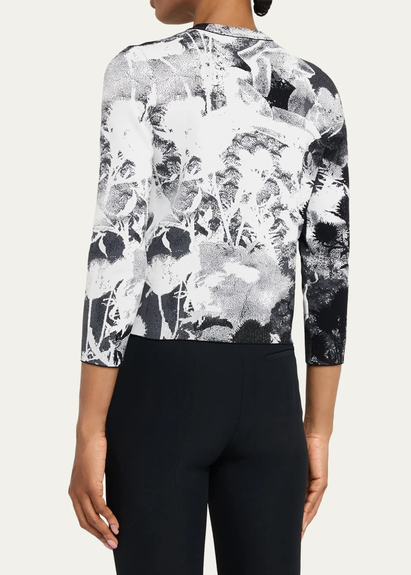 McQueenFloral Jacquard Crewneck Cardigan