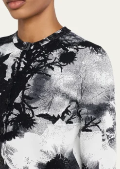McQueenFloral Jacquard Crewneck Cardigan