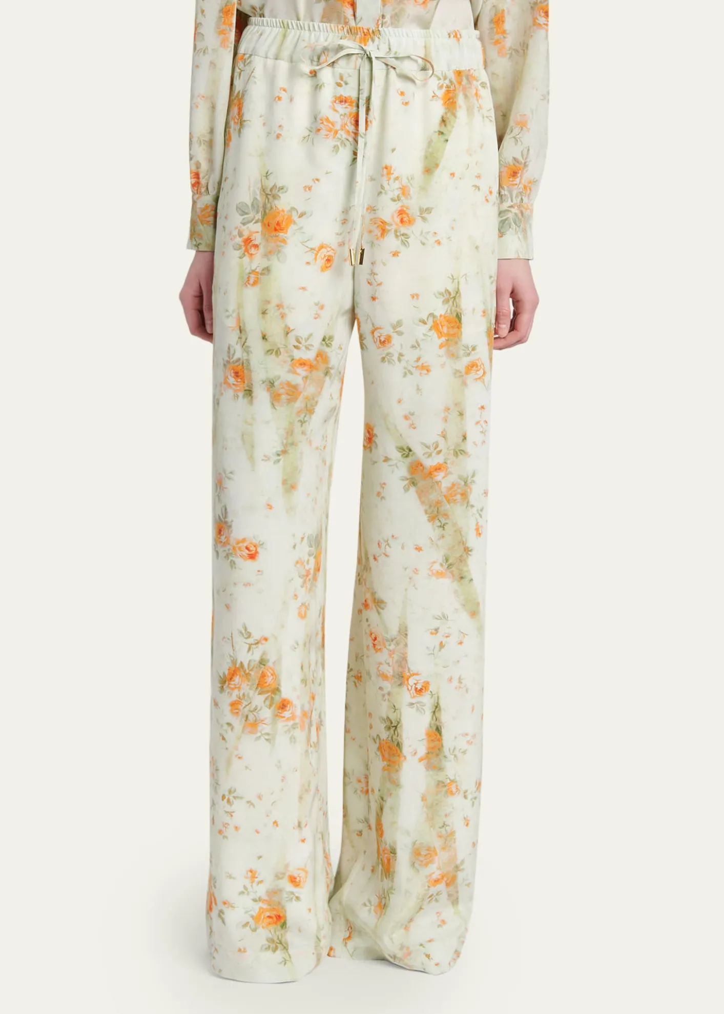 McQueenFloral Silk Straight-Leg Pajama Trousers